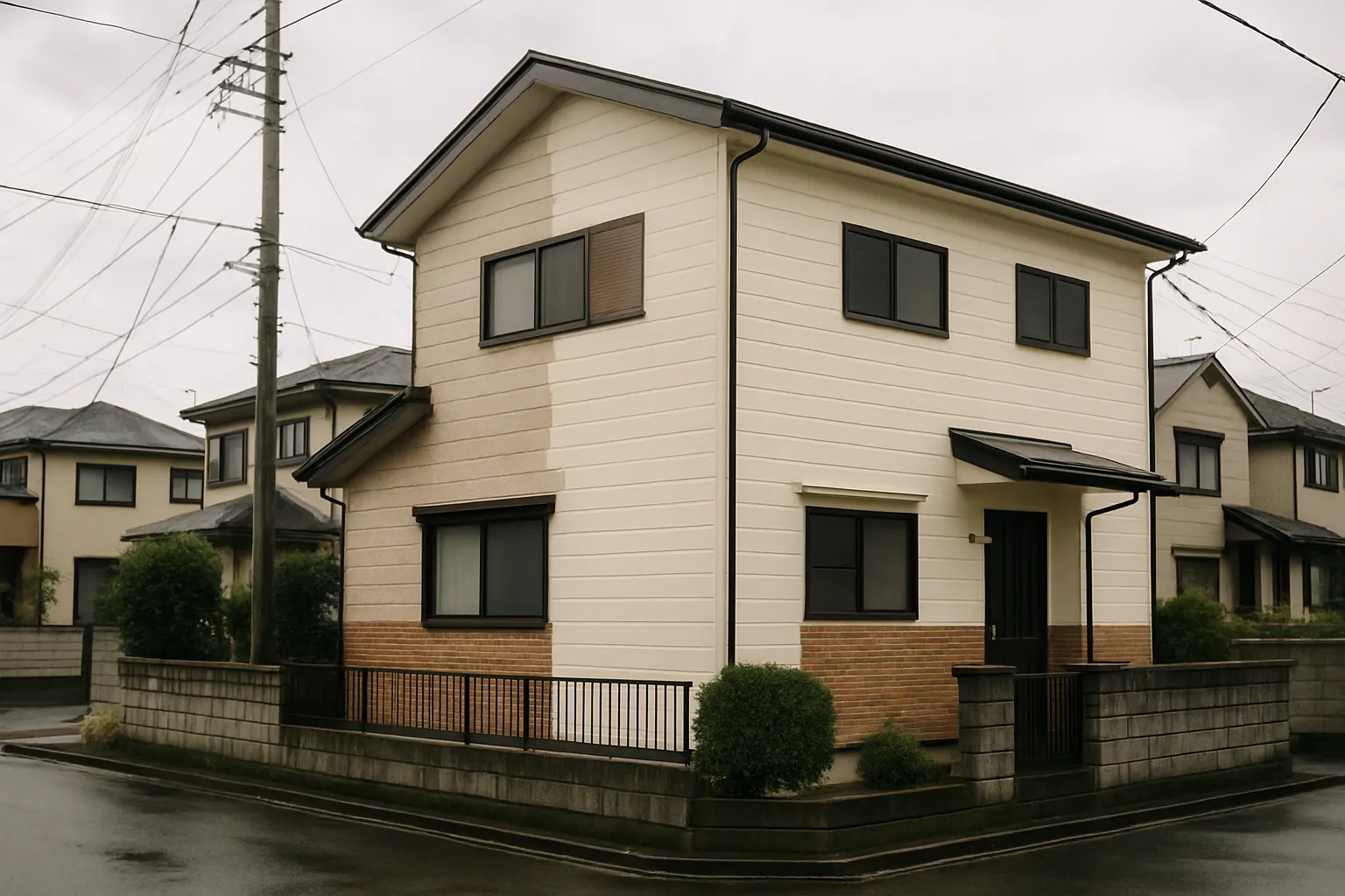 我孫子市の住宅の外壁を塗り替えている様子の写真