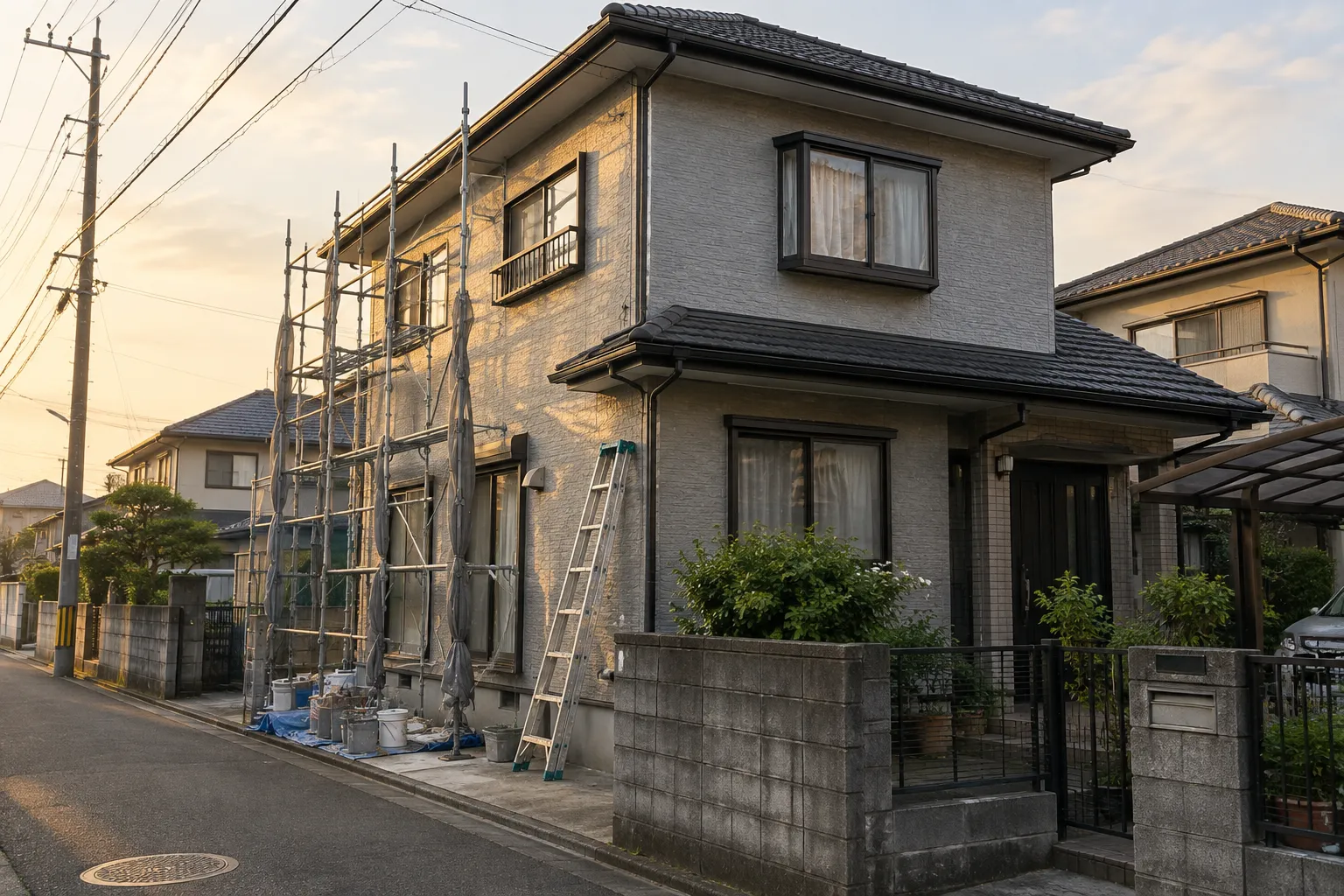 あきる野市の住宅の外壁を塗り替えている様子の写真