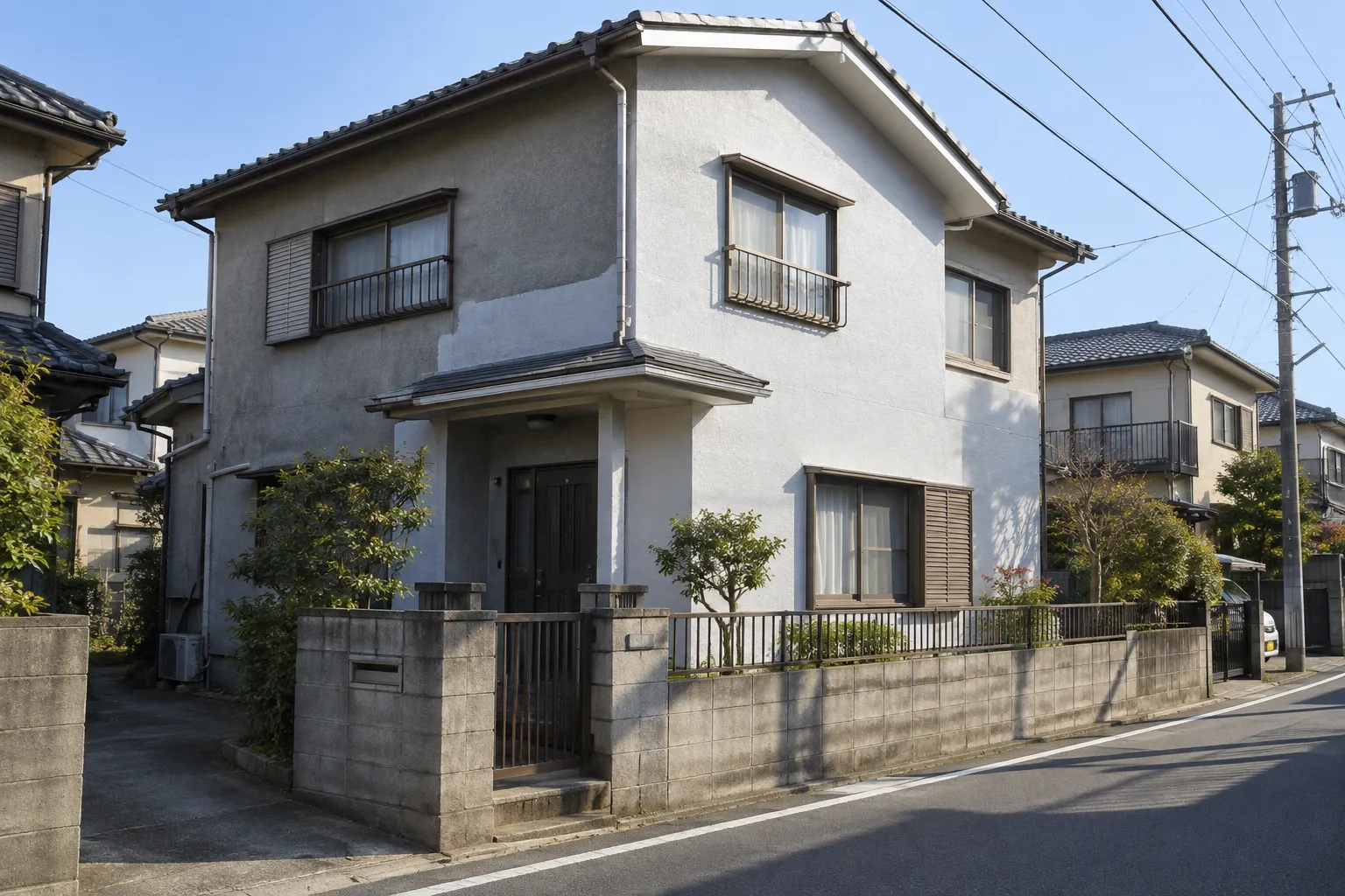 住宅の外壁を塗り替えている様子の写真