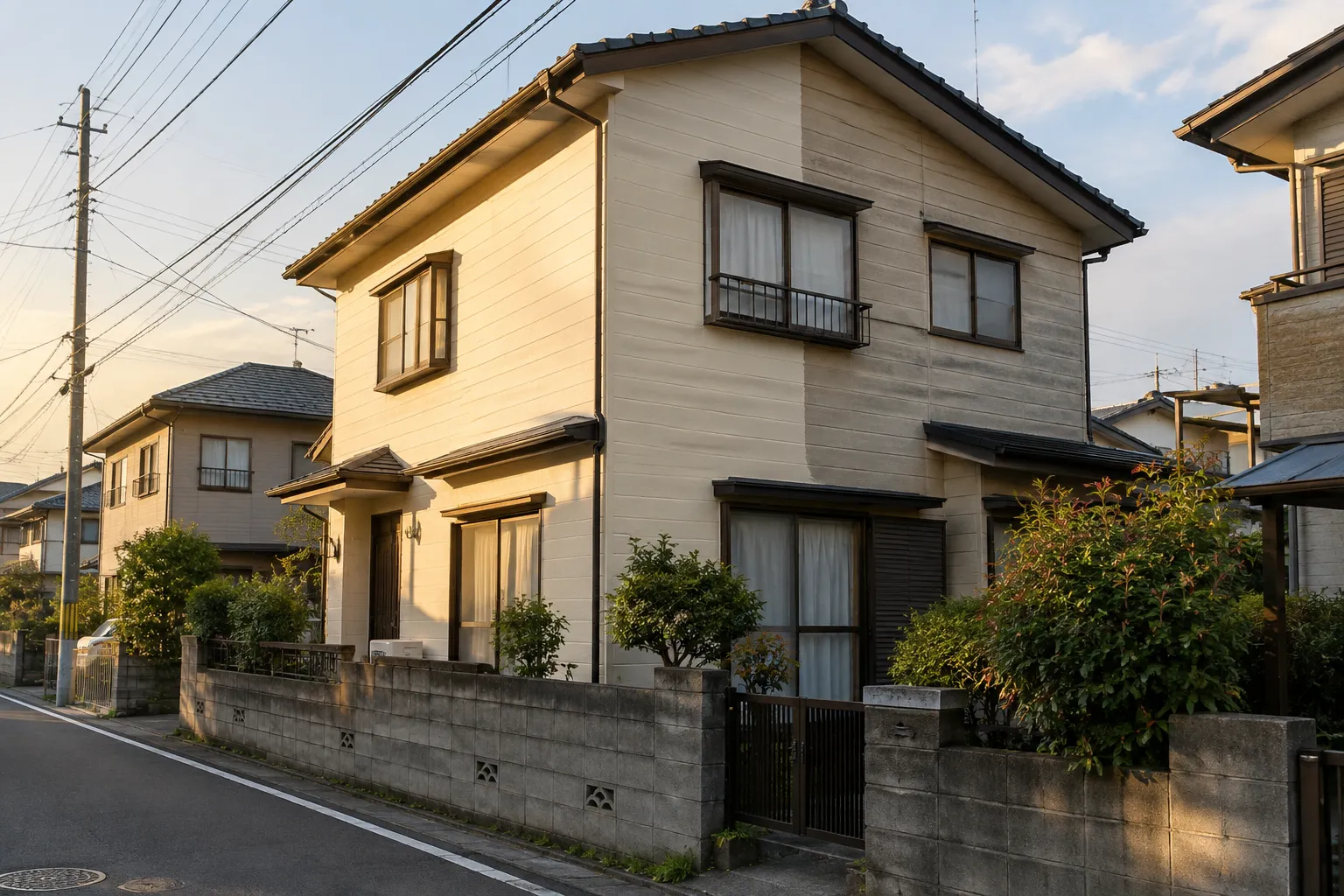 伊勢原市の住宅の外壁を塗り替えている様子の写真