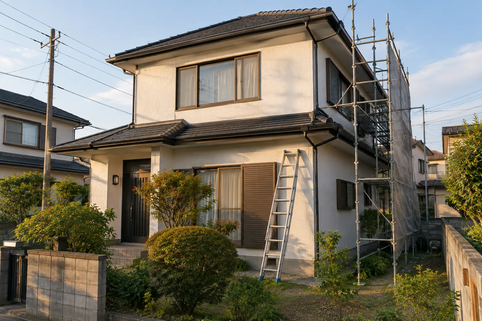 いすみ市の住宅の外壁を塗り替えている様子の写真