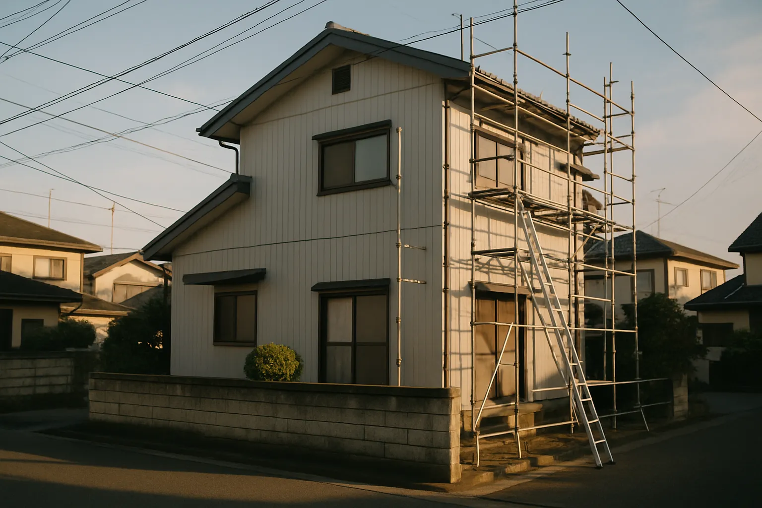 越谷市の住宅の外壁を塗り替えている様子の写真