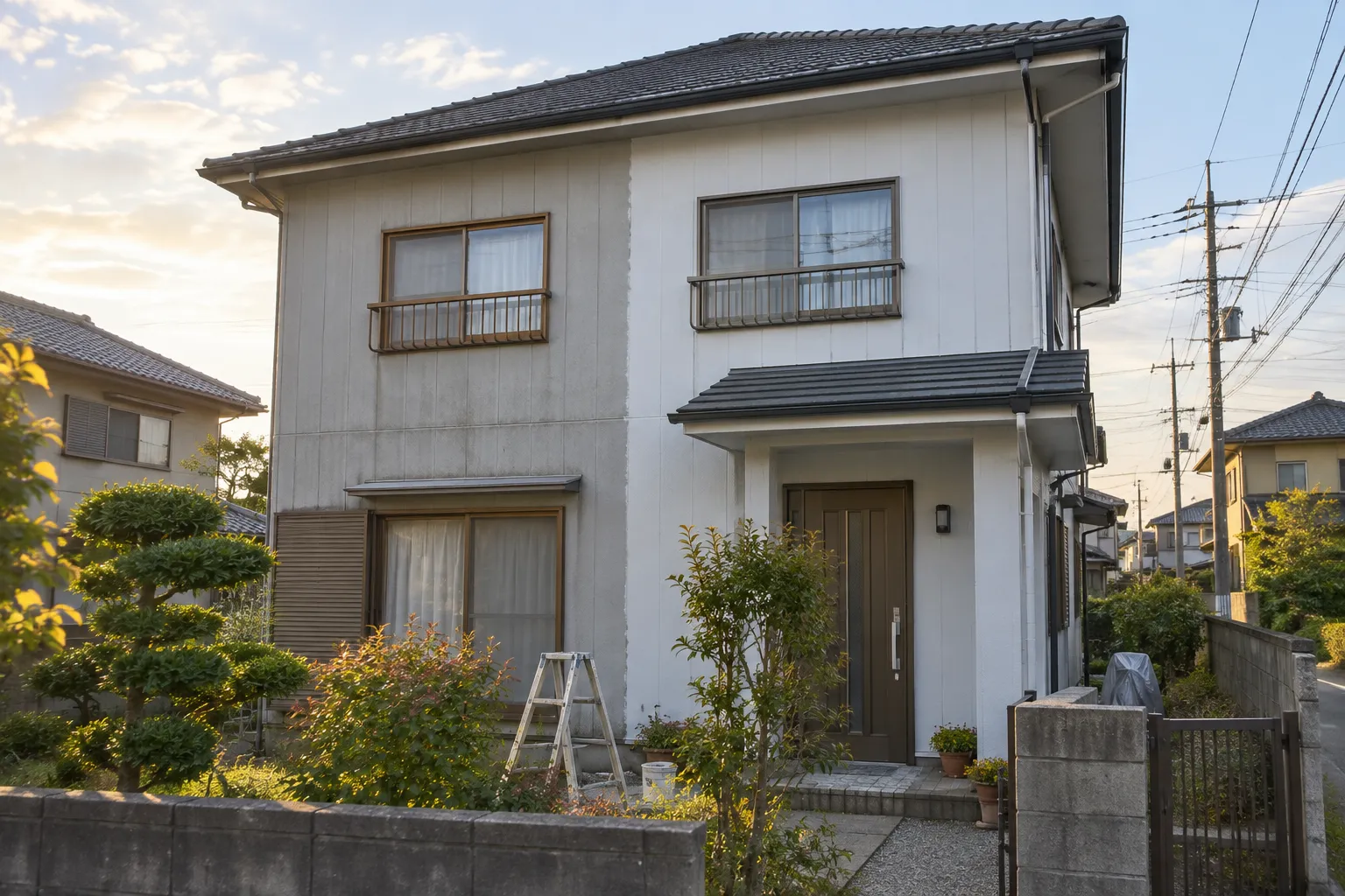久喜市の住宅の外壁を塗り替えている様子の写真
