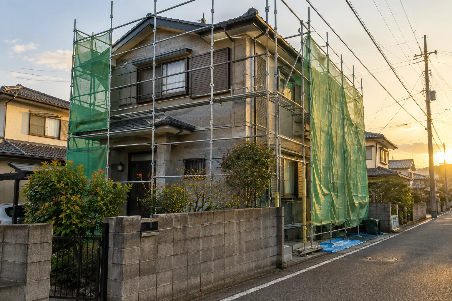 三鷹市の住宅の外壁を塗り替えている様子の写真