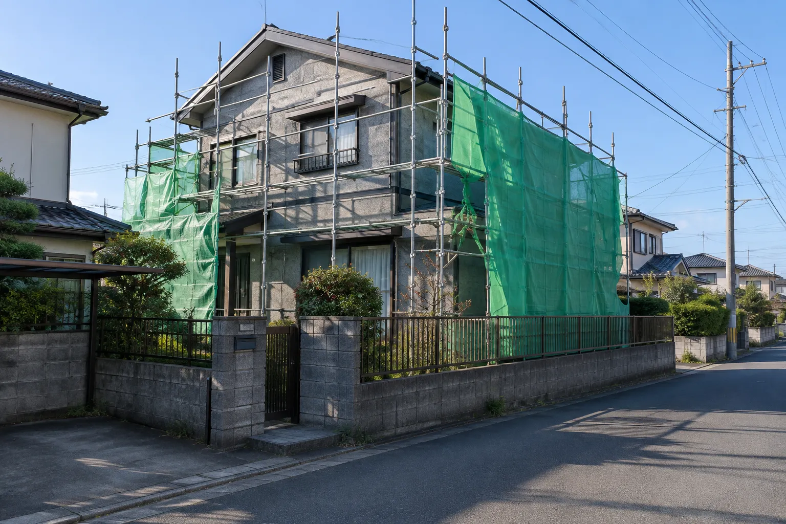 佐倉市の住宅の外壁を塗り替えている様子の写真